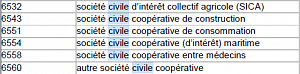 Forme juridique : Autre Société civile (6599)