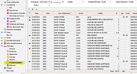 Saisie clients - Historique Charges engagées : filtre articles